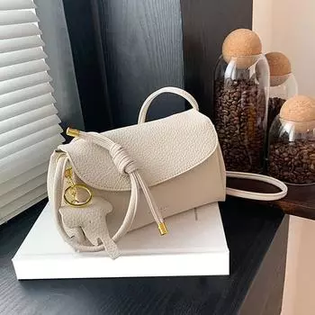 Новая симпатичная сумка через плечо из искусственной кожи с подвеской в виде слона, модные однотонные сумки через плечо, популярные женские сумки 20x10x11cm белый