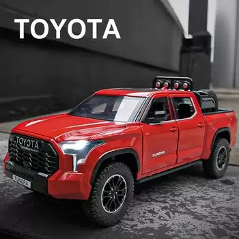 Новая симуляция 1:24 масштаба Toyota TRD Pro Off Road Car Модель Металлический литой пикап Игрушки Транспортные средства для детей Мальчики Звук и свет красный