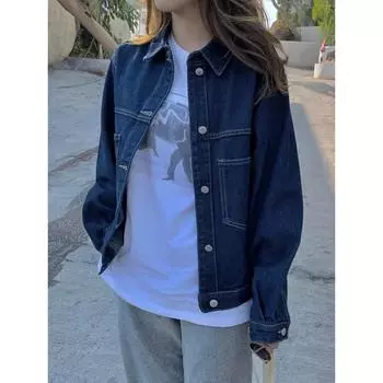 Новая синяя джинсовая куртка для женщин весной и осенью, новая корейская версия, свободная и тонкая джинсовая куртка, модный жилет S
