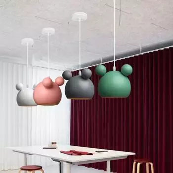 Новая скандинавская цветная простая люстра Iron Panda для столовой, спальни, прикроватная тумбочка, детская комната, украшение, светильники No light bulb белый