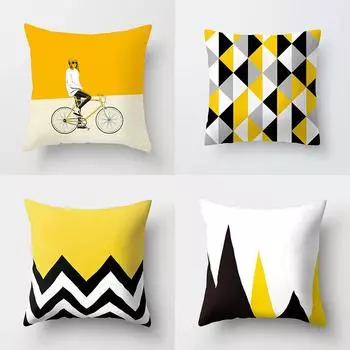 Новая скандинавская простая модная желтая наволочка с геометрическим рисунком, декоративная подушка для дивана, подушка с принтом, подушка для стула, автомобиля, домашний декор 40x40cm