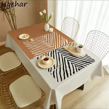 Новая скандинавская современная прямоугольная скатерть простая геометрическая обеденная пыленепроницаемая крышка для гостиной чай декоративная обрус 90x90cm