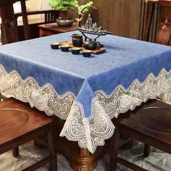 Новая скатерть из искусственной кожи, водонепроницаемая и маслостойкая, несмываемая, бытовая, обеденная, европейская, кружевная, журнальный столик 110*110cm