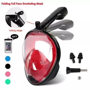 Новая складная маска для дайвинга на все лицо, водонепроницаемая противотуманная маска для подводного плавания, набор масок для подводного плавания S/M чёрный