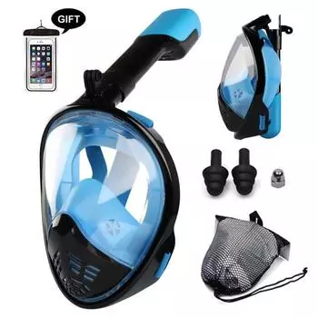 Новая складная маска для дайвинга на все лицо, комплект для подводного плавания с аквалангом и защитой от тумана, оборудование для плавания S/M чёрный