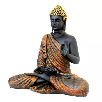 Новая скульптура медитирующего Будды из смолы | Домашний декор | Статуэтка-идол Мурти | Тибетская буддийская статуя - высота 14,5 дюймов