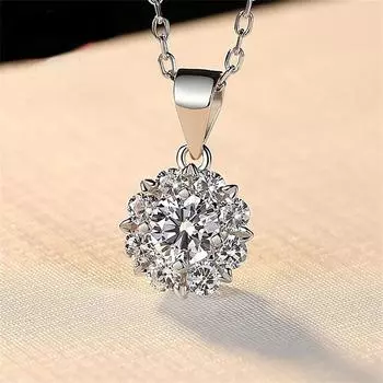 Новая снежинка 0,5 карата с муассанитом и бриллиантом, 100% стерлингового серебра 925 пробы, роскошное сверкающее цветочное ожерелье с подвеской, женские ювелирные изделия белый