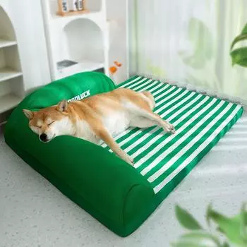 Новая собачья будка для всех сезонов Полосатая спинка диван для большой собаки Золотистый ретривер Большая кровать для собаки Будка для домашних животных M: 55 * 40cm