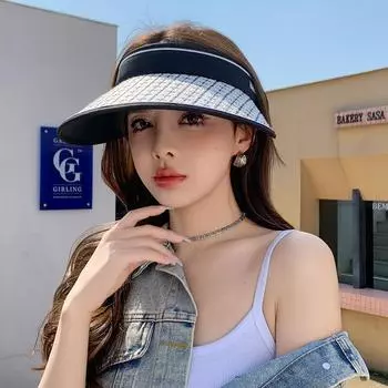 Новая солнцезащитная шляпа Xiaoxiangfeng с большим карнизом и пустым верхом, женская летняя солнцезащитная шляпа для лица, защита от ультрафиолета, дорожная солнцезащитная шляпа adjustable (55-59cm)