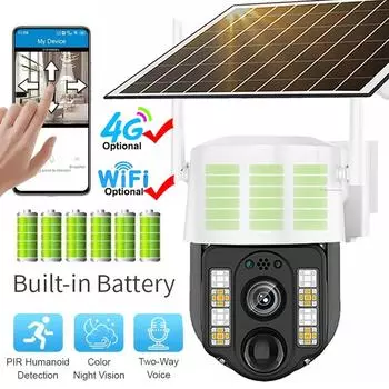 Новая солнечная камера 4G/WiFi, наружная водонепроницаемая IP Camara PIR, обнаружение человека, система видеонаблюдения, защита, встроенный аккумулятор с солнечной панелью