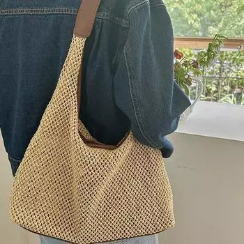 Новая соломенная плетеная сумка в корейском стиле, большая вместительная сумка-тоут, модная и универсальная плетеная сумка для женщин