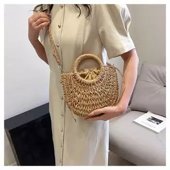 Новая соломенная плетеная сумка-ведро с большой сумкой, повседневная универсальная сумка в стиле ретро, сумка-мессенджер через плечо