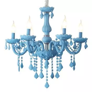 Новая современная хрустальная люстра макарон розового / синего / зеленого цвета для детской комнаты, спальни, гостиной, декоративные лампы 5 heads зелёный