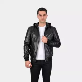 Новая специально разработанная мужская черная куртка с капюшоном из натуральной кожи, овечья кожа, застежка-молния, куртка, повседневная верхняя одежда, умная одежда