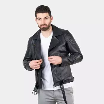 Новая специально разработанная мужская черная мотоциклетная куртка из натуральной кожи, овечья кожа, застежка-молния, куртка, повседневная верхняя одежда, умная одежда