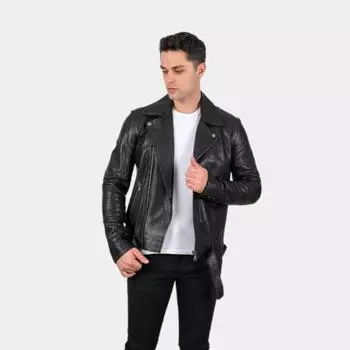Новая специально разработанная мужская черная мотоциклетная куртка из натуральной кожи, овечья кожа, застежка-молния, куртка, повседневная верхняя одежда, умная одежда