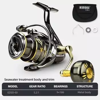 Новая спиннинговая рыболовная катушка с защитой от коррозии в морской воде 25 кг макс. карбоновая шайба фрикцион 9+1BB рыболовные снасти для соленой воды 1000 Series