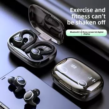 Новая спортивная Bluetooth-гарнитура TWS с подвесным ушным вкладышем, цифровым дисплеем, шумоподавлением, беспроводная гарнитура Smart Touch чёрный