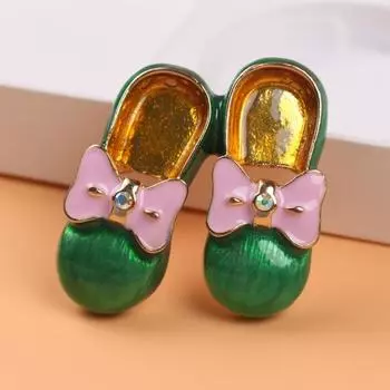 Новая средневековая винтажная ретро-модная атмосфера, настоящее золото, гальваническое покрытие, простой свежий бант, маленькая брошь в виде туфельки brooch