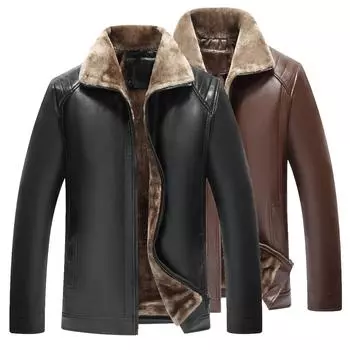 Новая средняя и старая меховая цельная мужская кожаная куртка кожаная куртка L