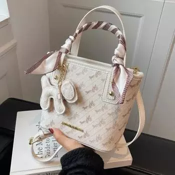 Новая стандартная сумка-корзина для овощей для девочек, модная сумка-ведро через плечо для девочек, красивая подвесная изысканная шелковая шарфовая декоративная сумка