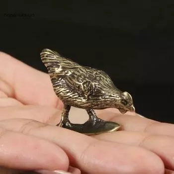 Новая старинная цельная курица ест рисовый чай миниатюрные фигурки домашних животных антикварный карманный петух настольное украшение домашнее украшение ремесло