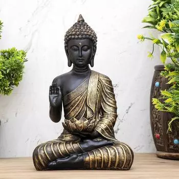 Новая статуя сидящего Будды, экспонат Idol Home Decor для гостиной чёрный