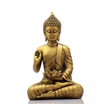 Новая статуя сидящего Будды, экспонат, идол, предметы домашнего декора для гостиной и подарки (Золотая 4)