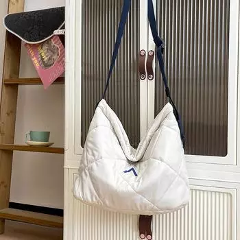 Новая стеганая хлопковая сумка на плечо для велоспорта для женщин, кемпинга и шопинга, сумка для похудения, большая вместимость, сумка через плечо