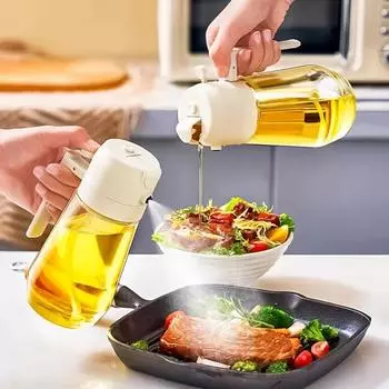 Новая стеклянная бутылка двойного назначения объемом 470 мл для приготовления барбекю, оливкового масла, распылителя, кухонного уксуса, соевого соуса, распылителя, контейнера для масла чёрный