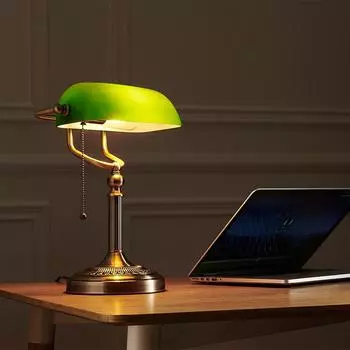 Новая стеклянная настольная лампа Bankers зеленого/белого цвета с выключателем на молнии для гостиной, спальни, прикроватный диван, настольная лампа