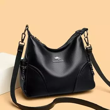 Новая стильная кожаная роскошная женская сумка, дизайнерская однотонная женская сумка через плечо, женская сумка через плечо