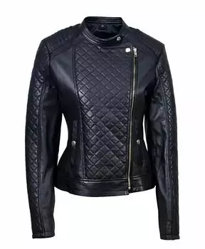 Новая стильная куртка из овчины, мягкая кожа, женская, черная, настоящая, байкерская, ручная работа S чёрный