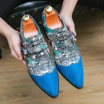 Новая стильная обувь для мужчин, туфли на высоком каблуке, мужские кожаные туфли на платформе в британском стиле, мужские туфли яппи 38 синий