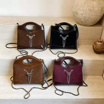 Новая стильная плиссированная сумка на одно плечо с цепочкой, простая сумка через плечо с широким ремнем