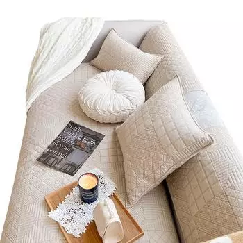 Новая стираная хлопковая кремовая сверхпрочная стеганая хлопковая подушка для дивана, чехол для дивана для гостиной, Нескользящая обивка дивана 70*70cm