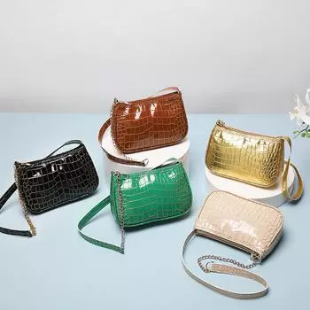 Новая сумка-багет с рисунком крокодила на одно плечо через подмышку для женщин жёлтый