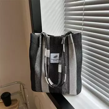 Новая сумка большой вместимости для женщин, модная полосатая холщовая сумка, дорожная сумка, модная сумка через плечо для женщин