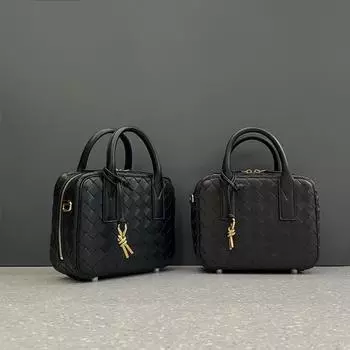 Новая сумка-бостон из овчины ручной работы с модным и высококачественным внутренним и внешним видом, полностью кожаная сумка через плечо на одно плечо 23x9x18cm коричневый