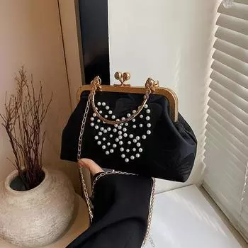 Новая сумка-чеонгсам в китайском стиле с перламутровой бабочкой, китайская ретро-портативная сумка-мессенджер, милая сумка для ужина в иностранном стиле чёрный