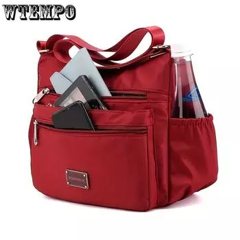 Новая сумка через плечо для женщин, большая вместимость, многослойная нейлоновая парусиновая сумка