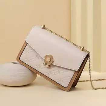 Новая сумка через плечо из натуральной кожи с цепочкой, женская сумка, высококачественная квадратная сумка на одно плечо