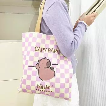 Новая сумка через плечо из парусины капибара: Стильная, вместительная сумка для студентов и женщин 35x40 cm, 120g