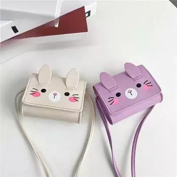 Новая сумка через плечо с милым кроликом для девочек, маленькие сумки через плечо с рисунком для детей и мальчиков, мини-кошельки для монет, детские аксессуары фиолетовый