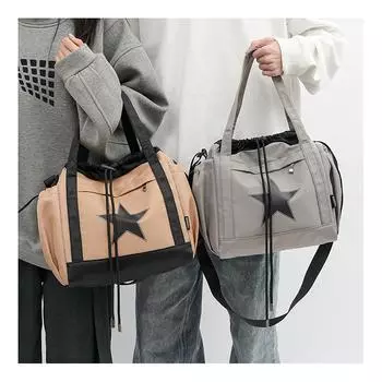 Новая сумка через плечо с пятиконечной звездой для студентов, ручная сумка на плечо, пригородная сумка, большая вместительная сумка серый
