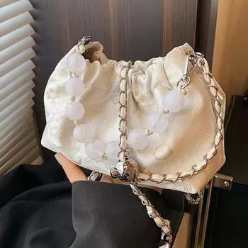 Новая сумка через плечо в китайском стиле с нишевым дизайном, сумка с бисером, универсальная сумка через плечо в западном стиле, сумка-ведро в китайском стиле