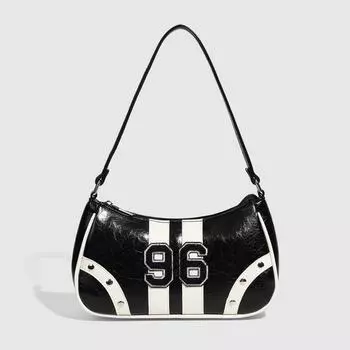 Новая сумка через подмышку, сумка для боулинга, женская сумка, сумка на запястье, сумка на заклепках, сумка на плечо чёрный