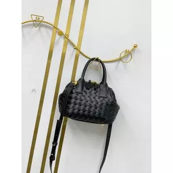 Новая сумка для боулинга из натуральной кожи ручной работы для женщин с перекрестным ремешком на одно плечо Niche Boston Handbag 22x11x15cm чёрный