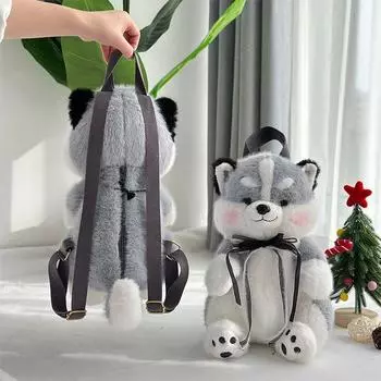 Новая сумка для кукол Husky Dog, большой емкости, зимний плюшевый рюкзак, видеоигра, куклы City Redemption color randomly sent