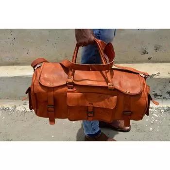 Новая сумка для ночного отдыха на выходных из натуральной коричневой кожи 24 дюйма 24 X 10 X 10 in коричневый